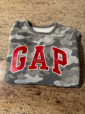 GAP Gray Camo Sweatshirt with Red Logo